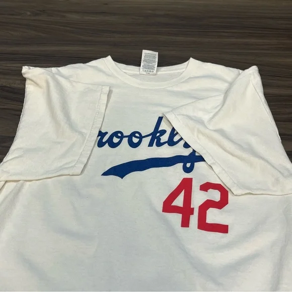 Jackie Robinson #42 Brooklyn Dodgers White Shirt Size Large - Picture 12 of 16